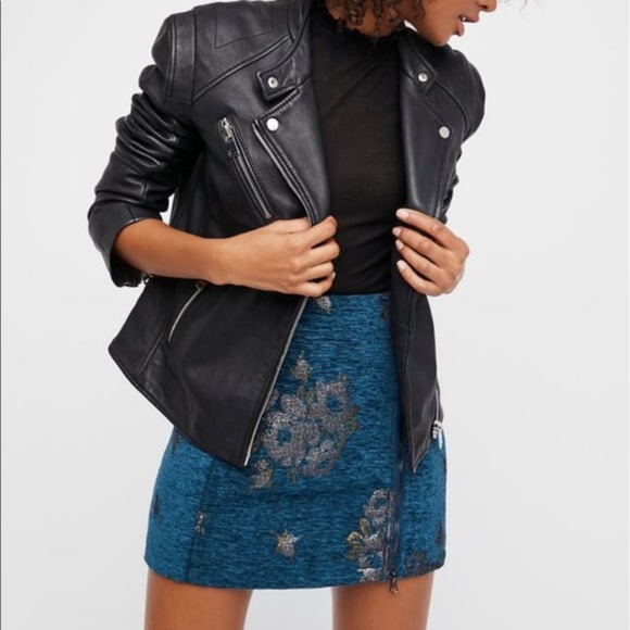 Free People Dresses & Skirts - Free People | Blue & Silver Zipper Skirt